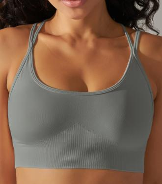 Seamless Ribbed Halter Sports Bra