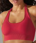 Seamless Ribbed Halter Sports Bra