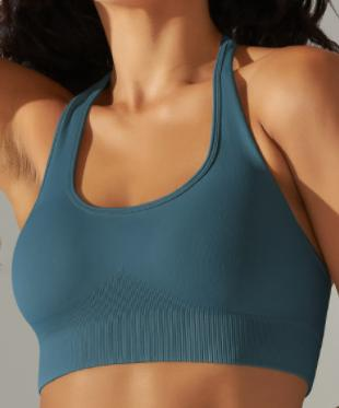 Seamless Ribbed Halter Sports Bra