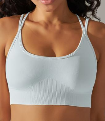 Seamless Ribbed Double-Strap Sports Bra