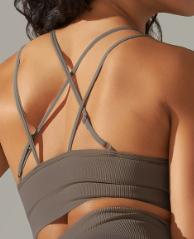 Seamless Ribbed Double-Strap Sports Bra