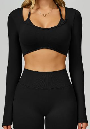 Seamless Contrast Trim Long Sleeve Crop