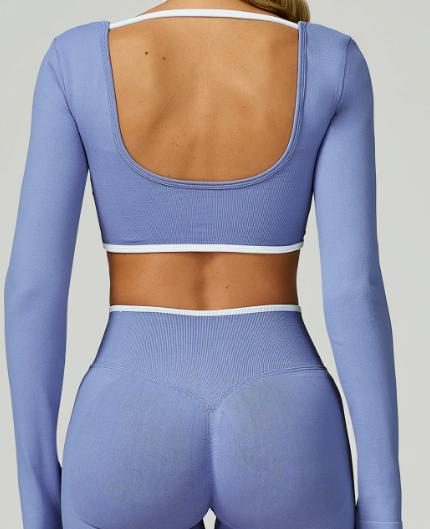 Seamless Contrast Trim Long Sleeve Crop