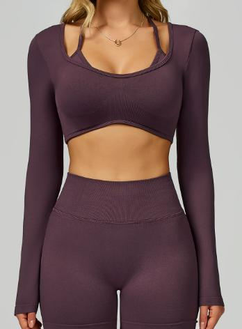 Seamless Contrast Trim Long Sleeve Crop