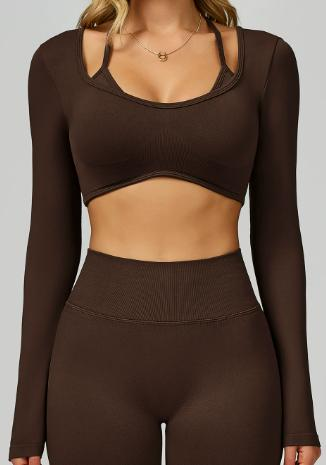 Seamless Contrast Trim Long Sleeve Crop