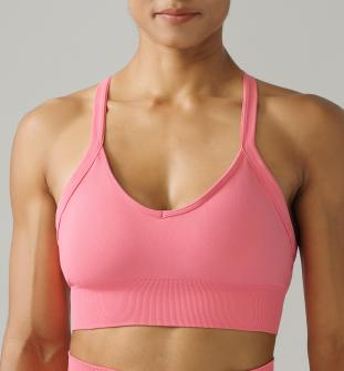 Seamless Cross-Back V-Neck Sports Bra