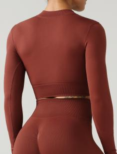 Seamless Half-Zip Long-Sleeve Crop Top