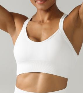 Seamless Cross-Back V-Neck Sports Bra