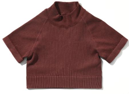Seamless Ribbed Mock-Neck Crop Top