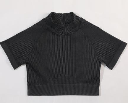Seamless Ribbed Mock-Neck Crop Top