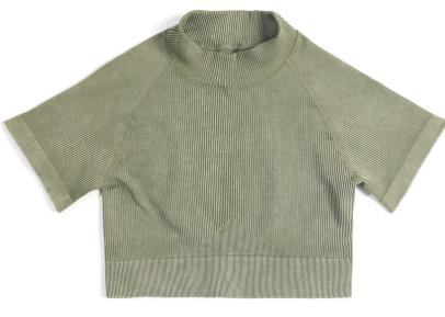Seamless Ribbed Mock-Neck Crop Top