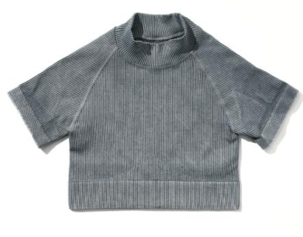 Seamless Ribbed Mock-Neck Crop Top