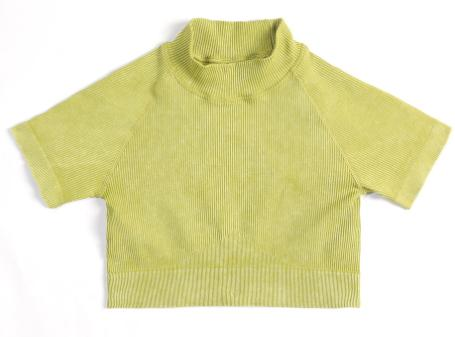 Seamless Ribbed Mock-Neck Crop Top