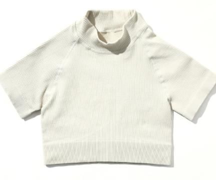 Seamless Ribbed Mock-Neck Crop Top