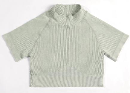 Seamless Ribbed Mock-Neck Crop Top
