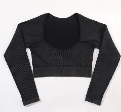 Seamless Ribbed Long-Sleeve Crop Top