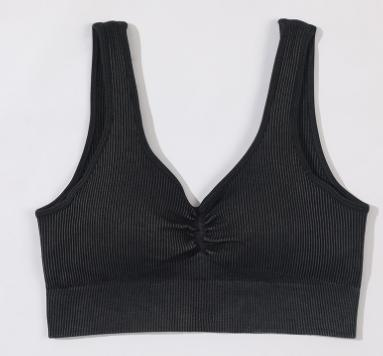 Seamless Ribbed V-Neck Sports Bra