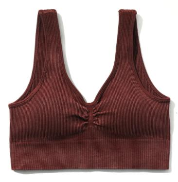 Seamless Ribbed V-Neck Sports Bra
