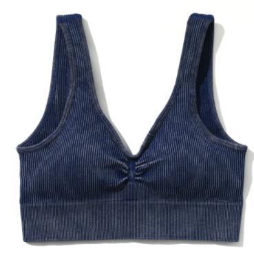 Seamless Ribbed V-Neck Sports Bra