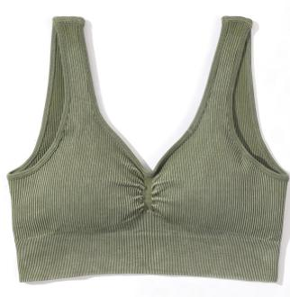 Seamless Ribbed V-Neck Sports Bra