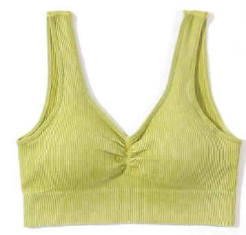 Seamless Ribbed V-Neck Sports Bra