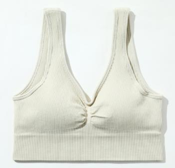 Seamless Ribbed V-Neck Sports Bra