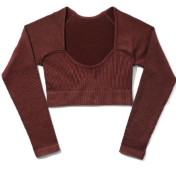 Seamless Ribbed Long-Sleeve Crop Top