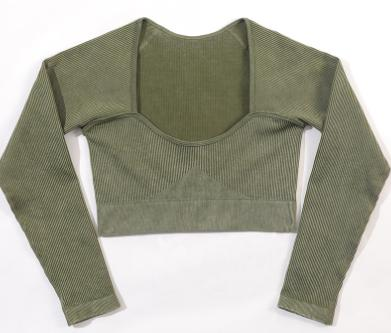 Seamless Ribbed Long-Sleeve Crop Top