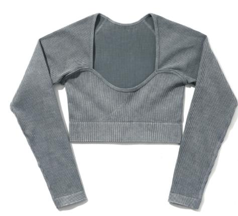 Seamless Ribbed Long-Sleeve Crop Top