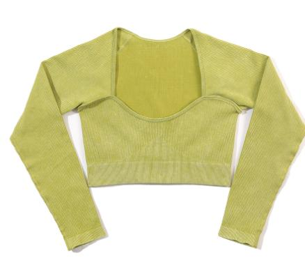 Seamless Ribbed Long-Sleeve Crop Top