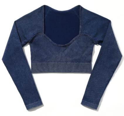 Seamless Ribbed Long-Sleeve Crop Top