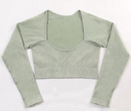 Seamless Ribbed Long-Sleeve Crop Top