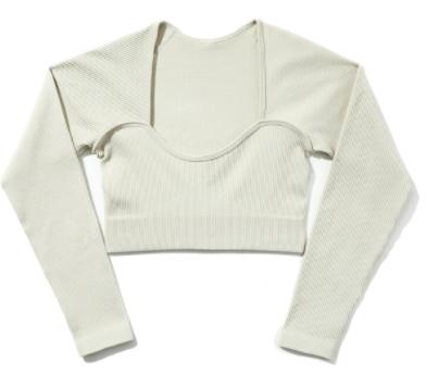 Seamless Ribbed Long-Sleeve Crop Top