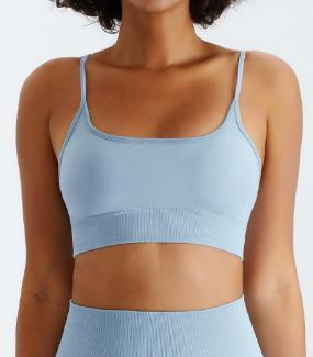 Seamless Thin-Strap V-Neck Sports Bra