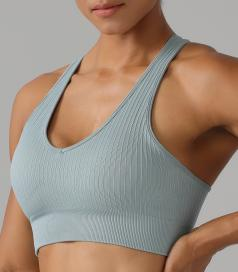 Seamless Ribbed Racerback Sports Bra