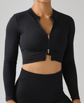 Seamless Ribbed Zip Long Sleeve Crop