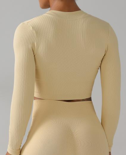 Seamless Ribbed Zip Long Sleeve Crop