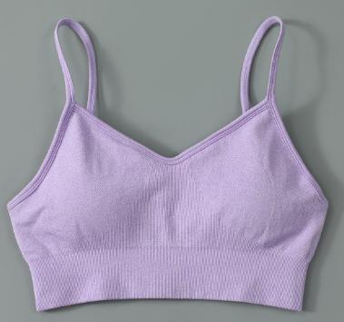 Seamless Ribbed Thin-Strap Sports Bra