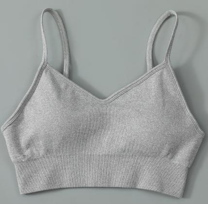 Seamless Ribbed Thin-Strap Sports Bra