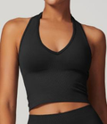 Seamless Ribbed Halter Crop Top