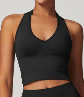 Seamless Ribbed Halter Crop Top