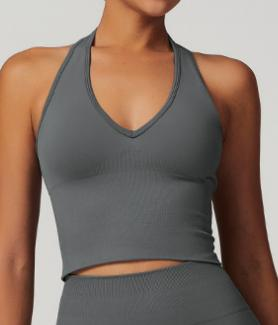 Seamless Ribbed Halter Crop Top