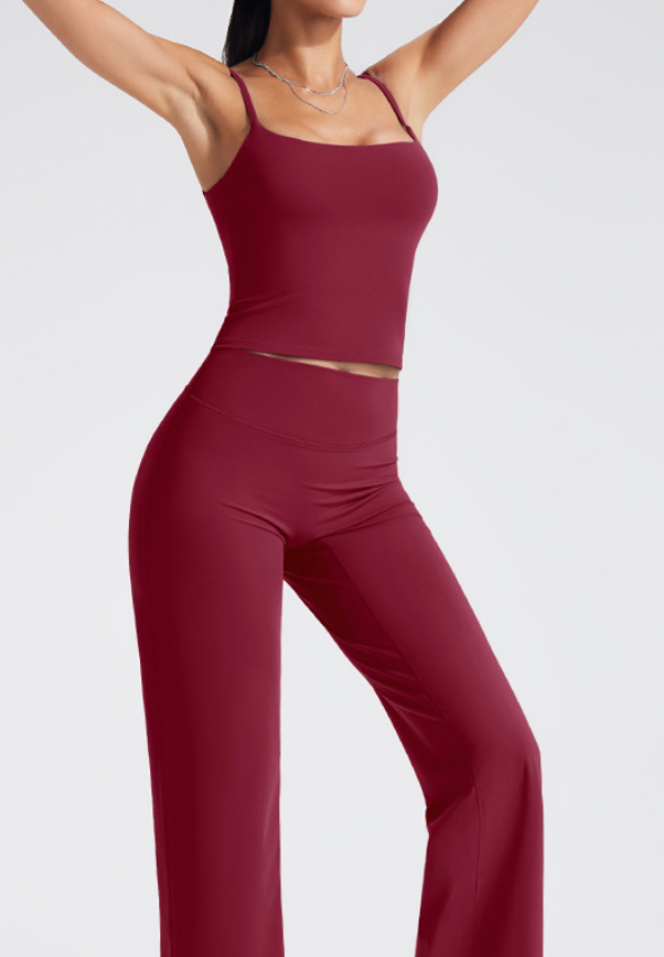 Essential Shelf-Bra Cami Tank - Burgundy