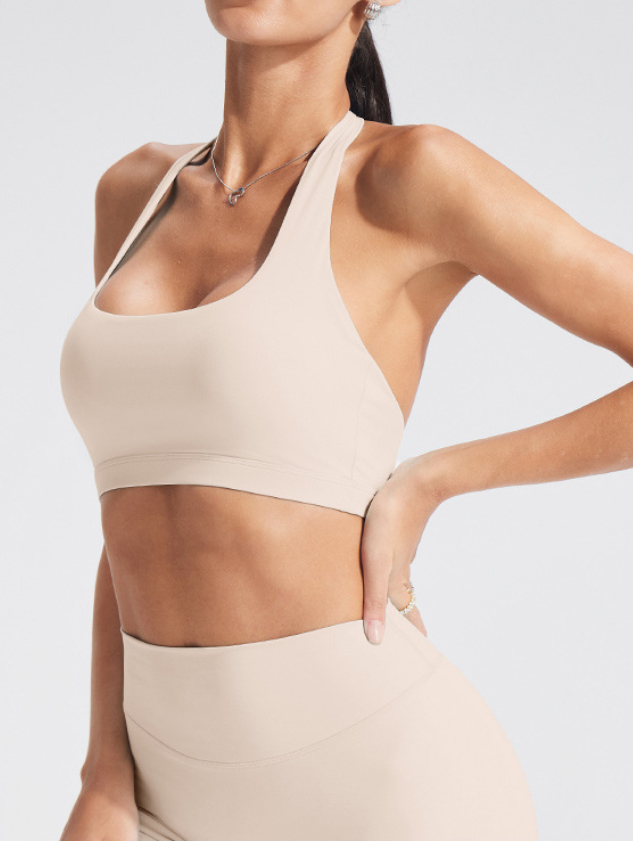 Essential Cross-Back Plunge Bra - Cream