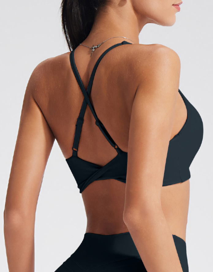 Sculpt Cross-Back Plunge Bra - Charcoal