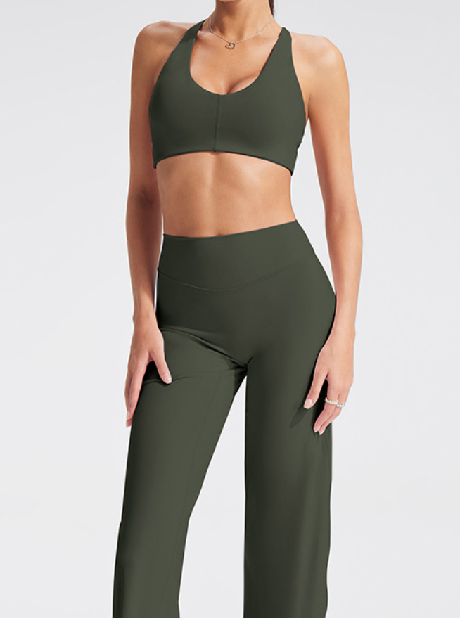Essential Cross-Back Plunge Bra - Olive