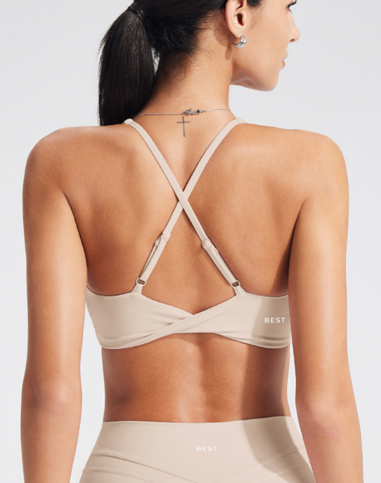 Sculpt Cross-Back Plunge Bra - Nude